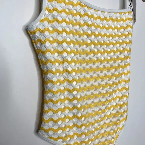 Ellejay Crochet Knit Swimsuit Womens New Yellow Size Small